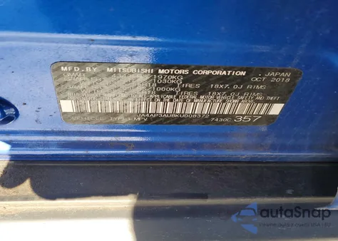 2019 Mitsubishi Outlander Sport Es z USA, uszkodzony, nr VIN JA4AP3AU8KU008372